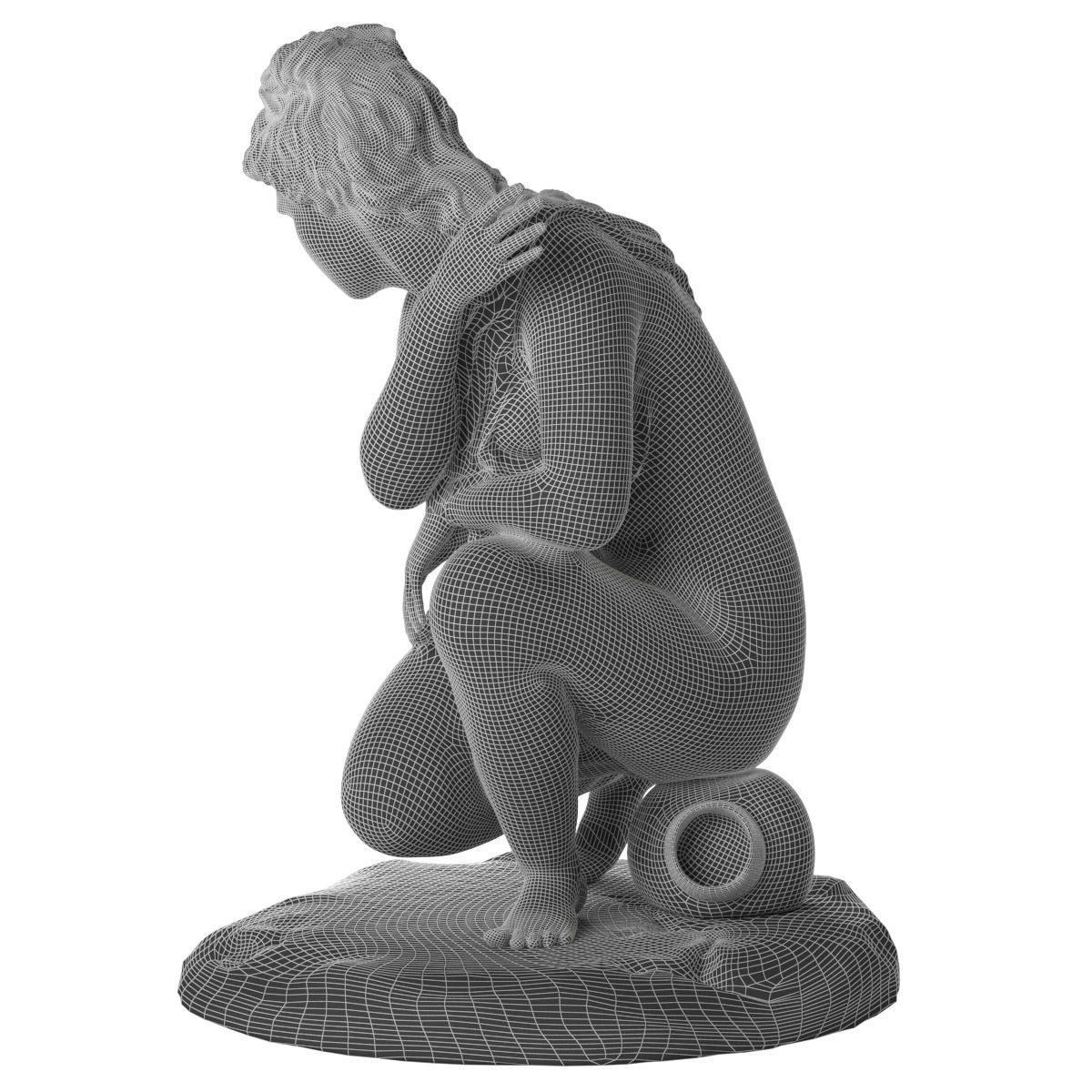 Venus accroupie sculpture 3D model_3