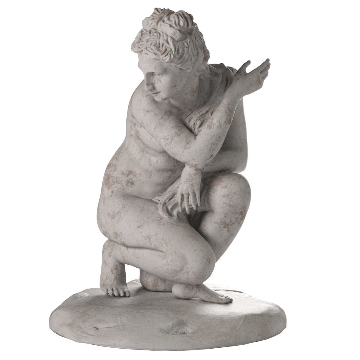 Venus accroupie sculpture 3D model_5