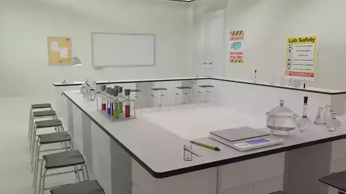 Laboratory and Lab Equipments Low-poly 3D model