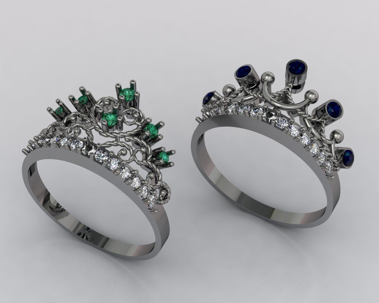 crown 2rings 3D print model_3