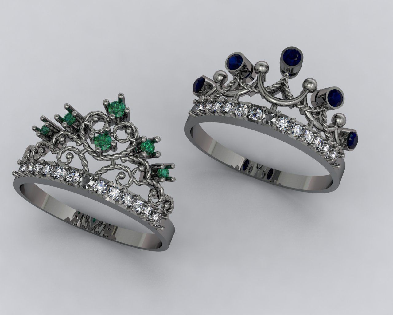 crown 2rings 3D print model_4