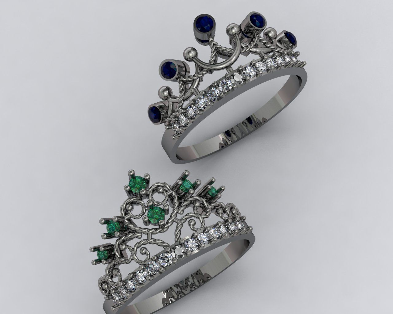 crown 2rings 3D print model_1