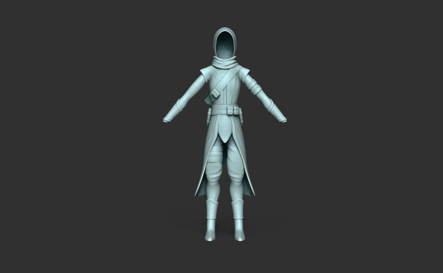 Character Costume - Assassin or Ninja Outfit Skin Low-poly 3D model_2