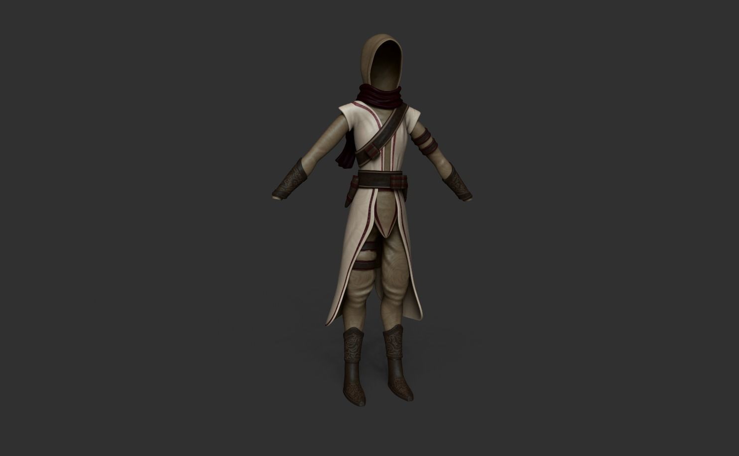 Character Costume - Assassin or Ninja Outfit Skin Low-poly 3D model_4