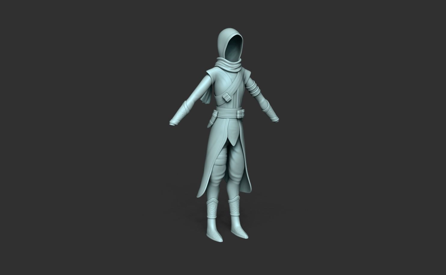 Character Costume - Assassin or Ninja Outfit Skin Low-poly 3D model_3