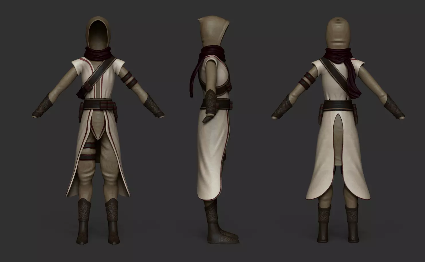 Character Costume - Assassin or Ninja Outfit Skin Low-poly 3D model_0
