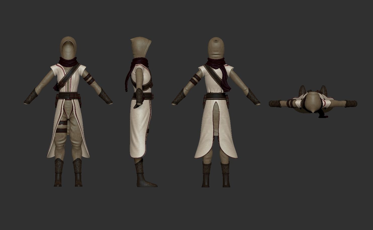 Character Costume - Assassin or Ninja Outfit Skin Low-poly 3D model_1