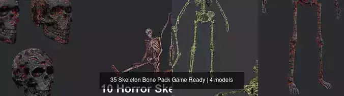 35 Skeleton Bone Pack Game Ready 3D Model Collection