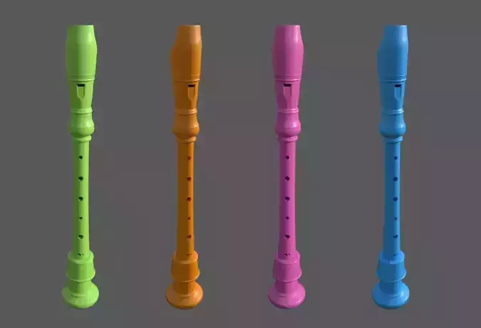 Recorder - Flute  Low-poly 3D model
