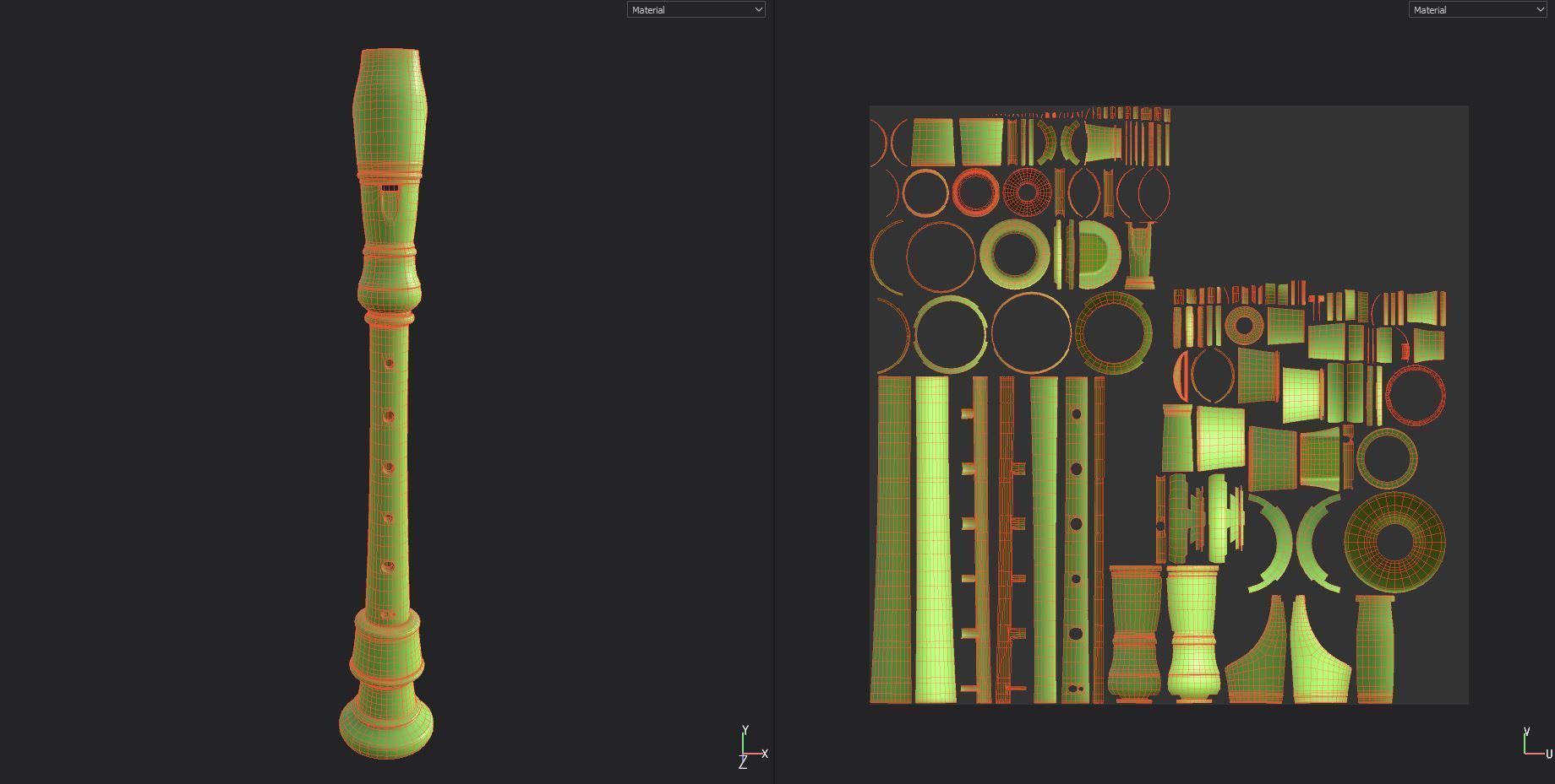 Recorder - Flute  Low-poly 3D model_1