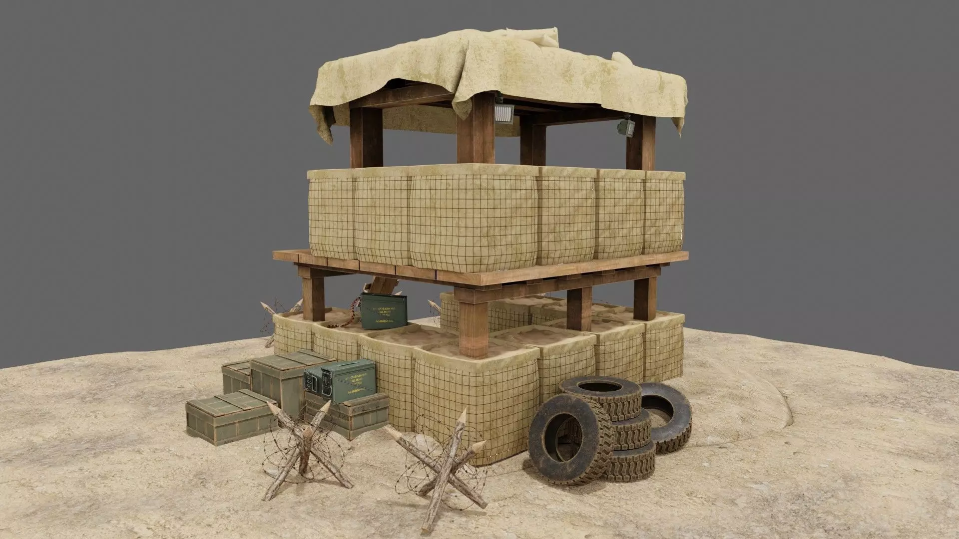  Military Trench Tower  3D model_0