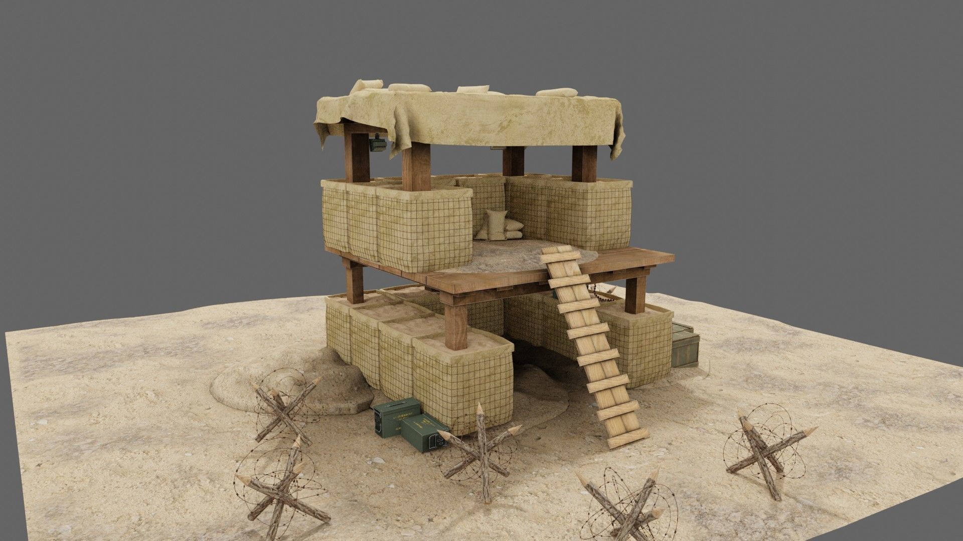  Military Trench Tower  3D model_14