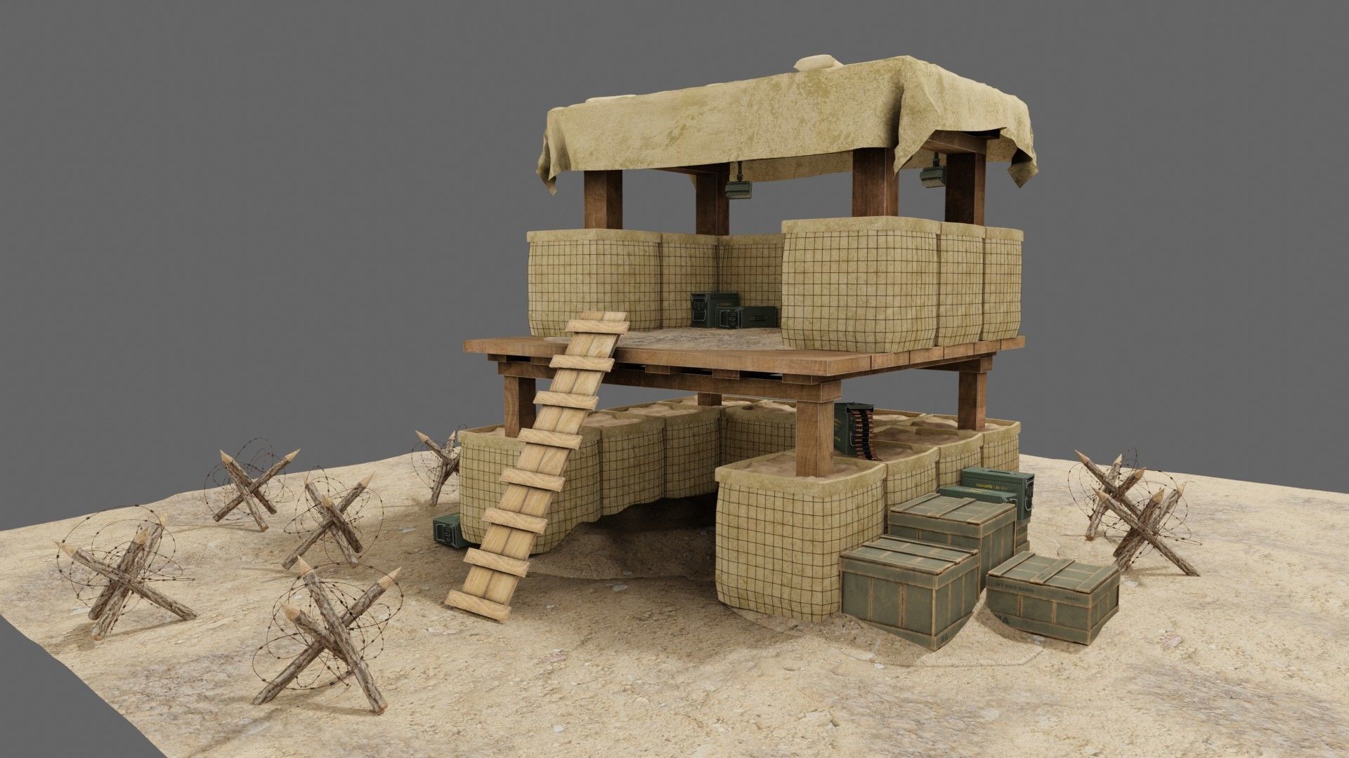  Military Trench Tower  3D model_16