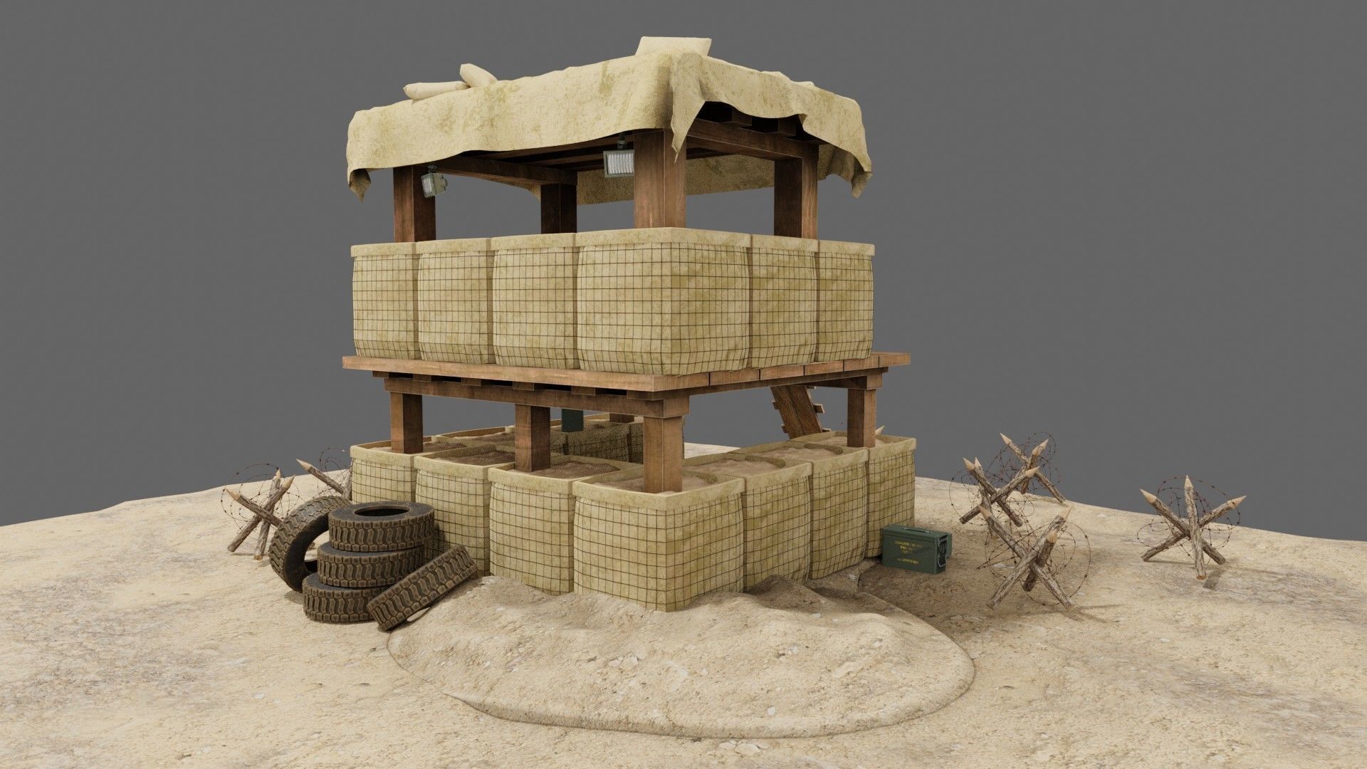  Military Trench Tower  3D model_11