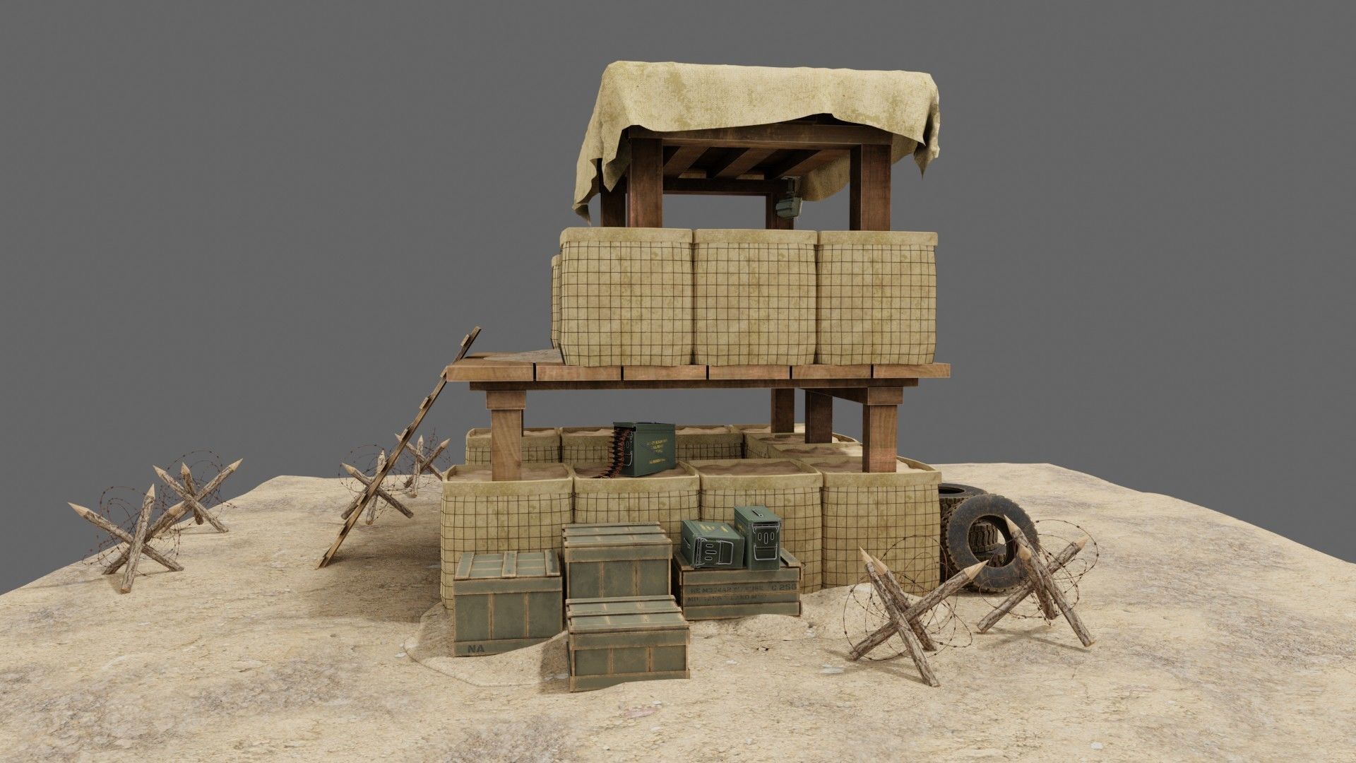  Military Trench Tower  3D model_15