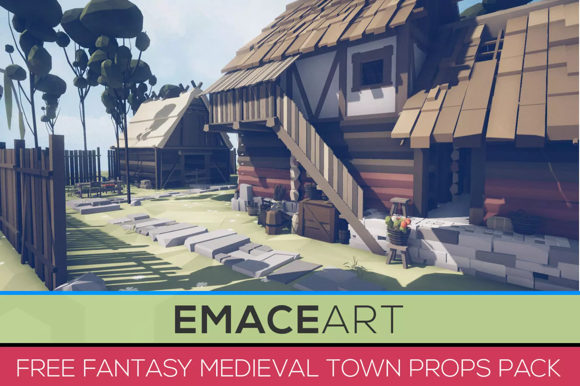 Free Fantasy Medieval Town Unity Props Pack Free low-poly 3D model_0