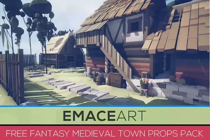 Free Fantasy Medieval Town Unity Props Pack Free low-poly 3D model