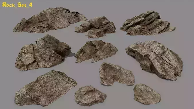 desert rock set  Low-poly 3D model