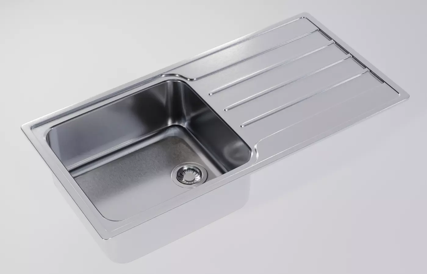 Kitchen Sink With Drain and Strainer - PBR Low-poly 3D model_0