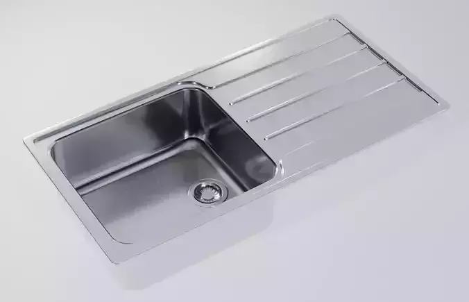 Kitchen Sink With Drain and Strainer - PBR Low-poly 3D model