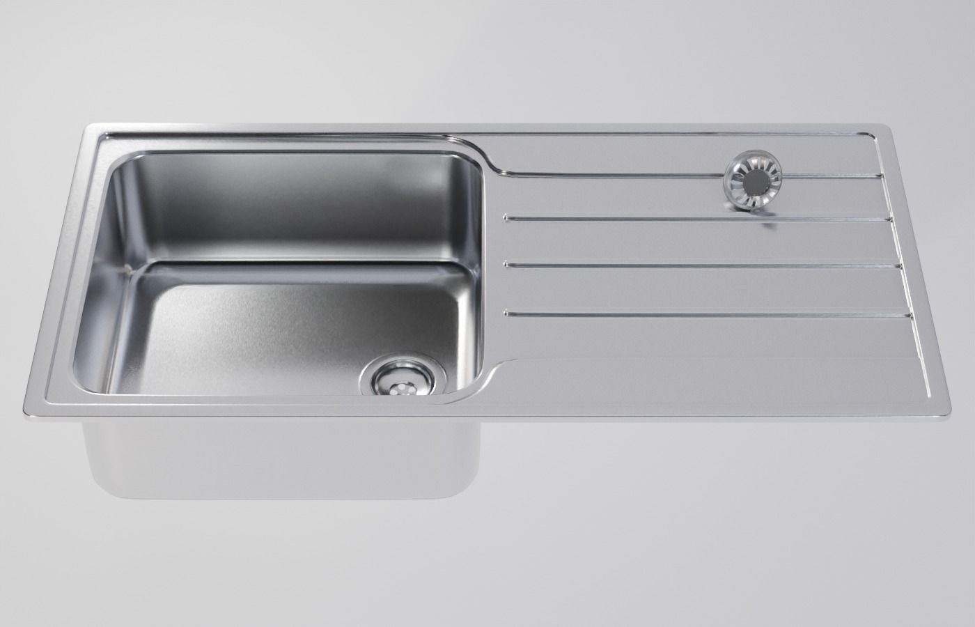 Kitchen Sink With Drain and Strainer - PBR Low-poly 3D model_4