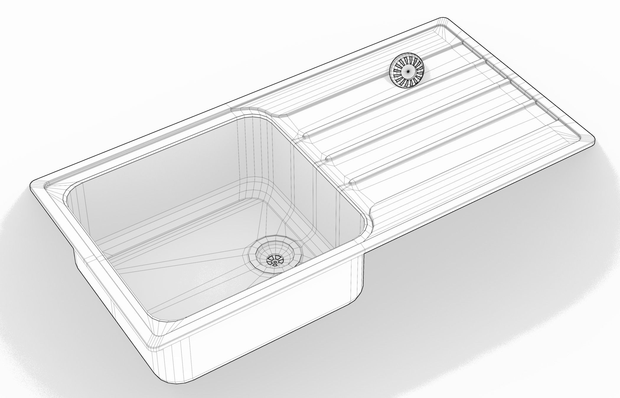 Kitchen Sink With Drain and Strainer - PBR Low-poly 3D model_5