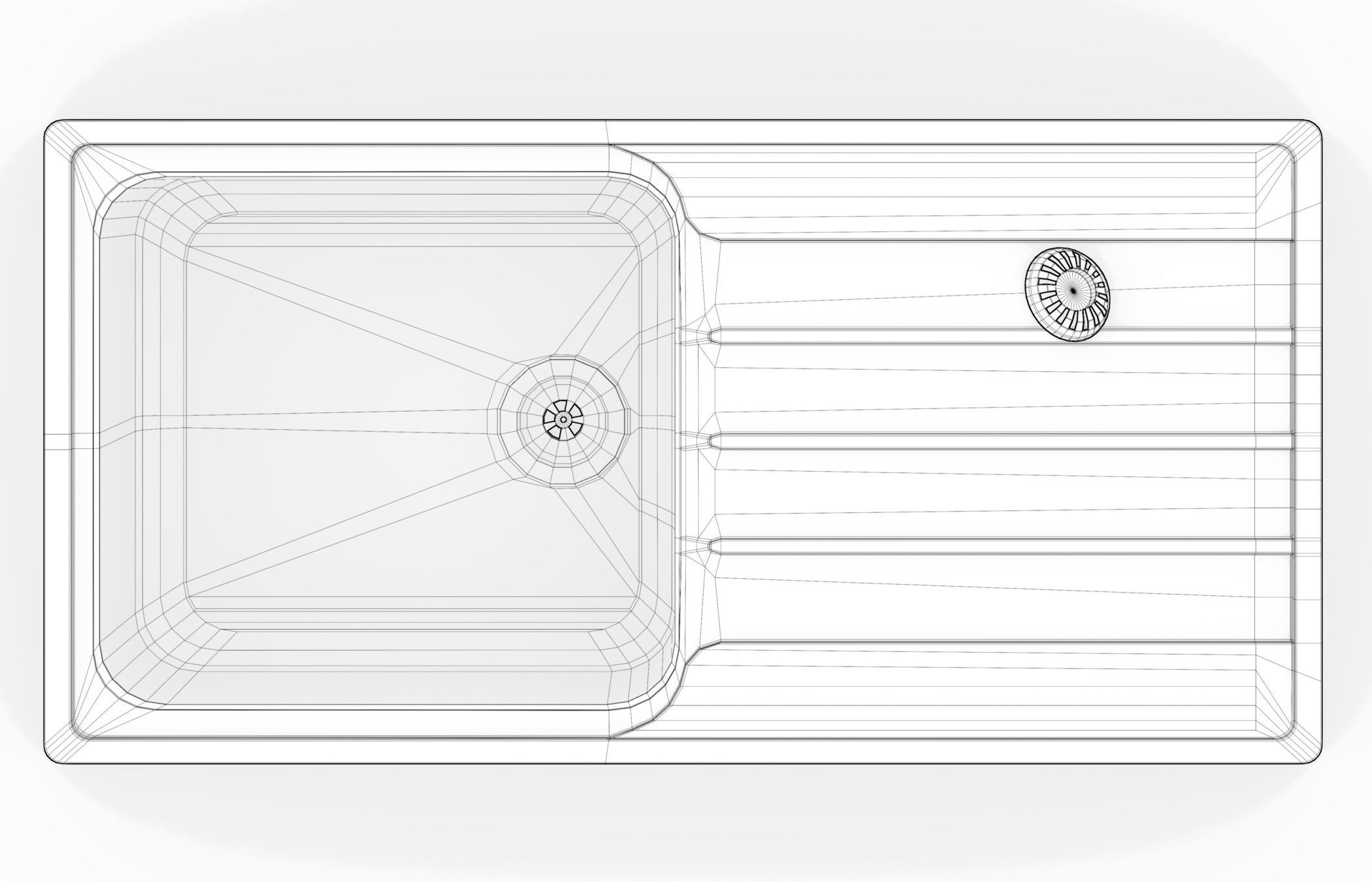 Kitchen Sink With Drain and Strainer - PBR Low-poly 3D model_1