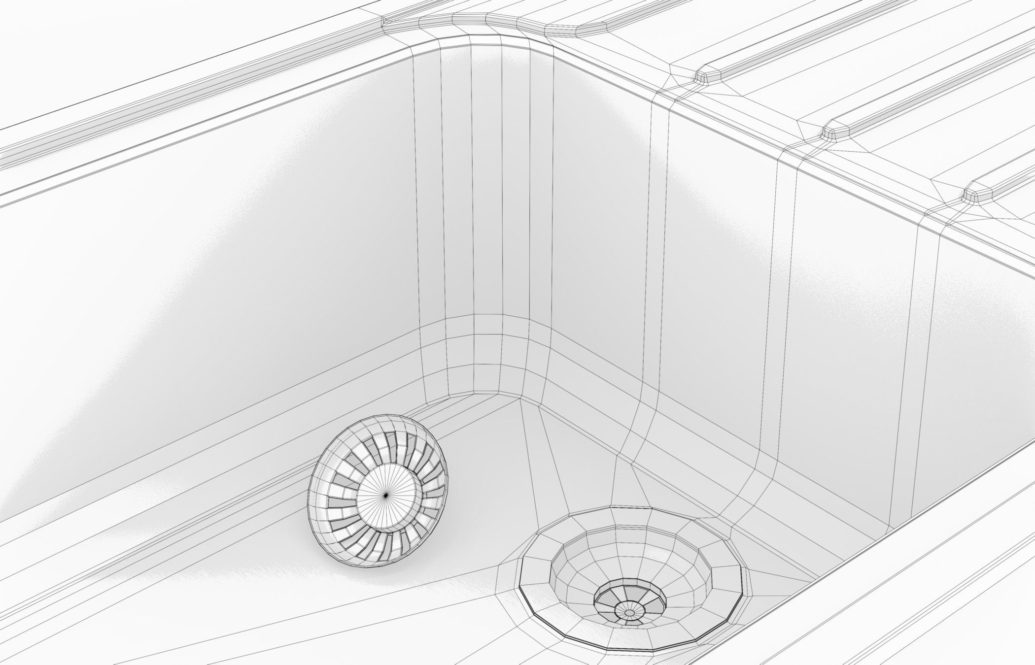 Kitchen Sink With Drain and Strainer - PBR Low-poly 3D model_7