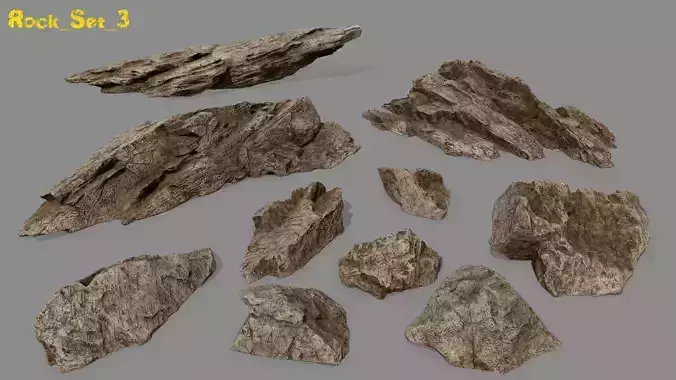 desert rock set 3 Low-poly 3D model