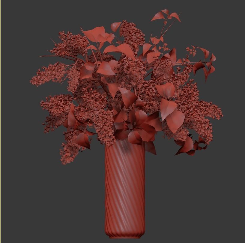 Flower collection lilac flowers in vase 3D model_14