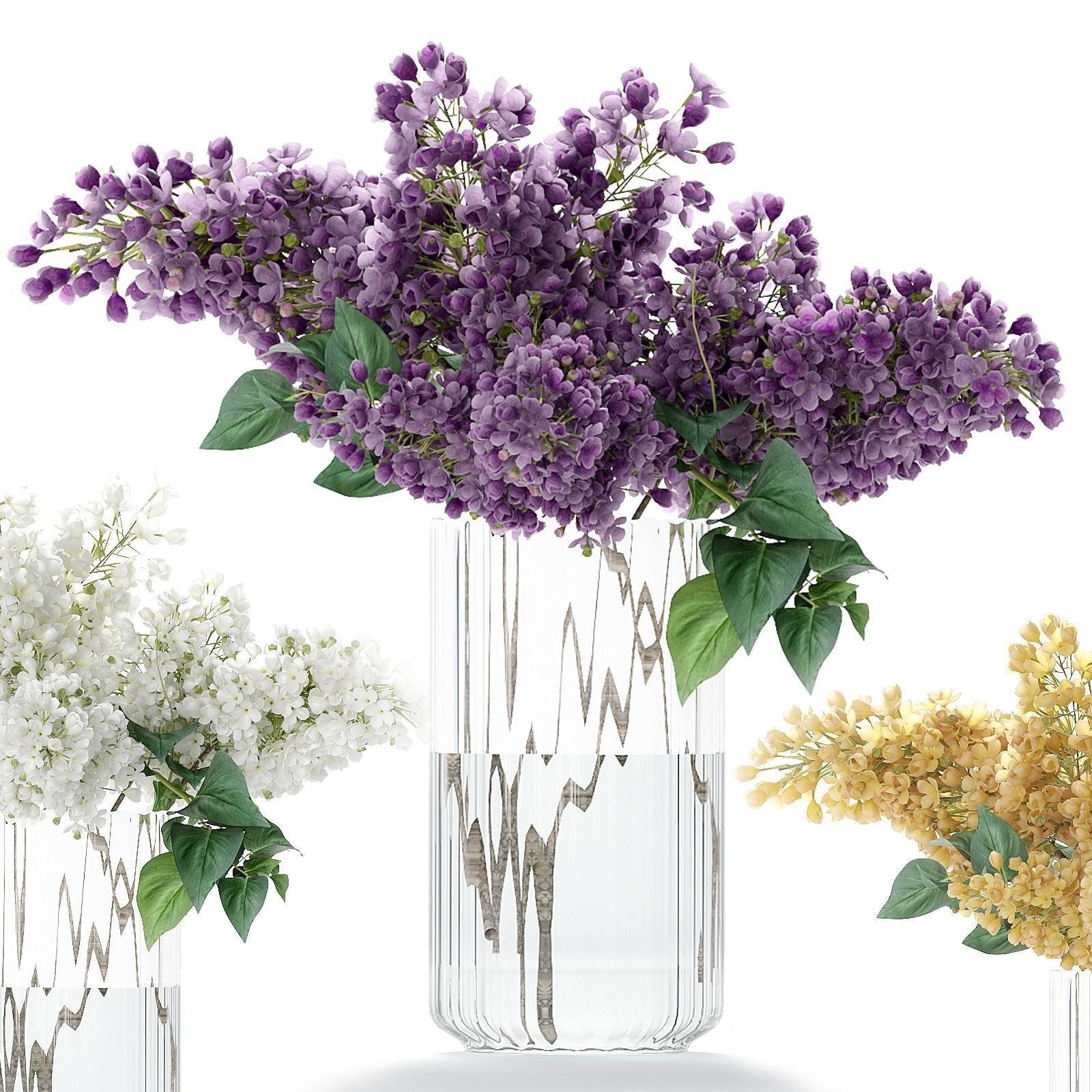 Flower collection lilac flowers in vase 3D model_2