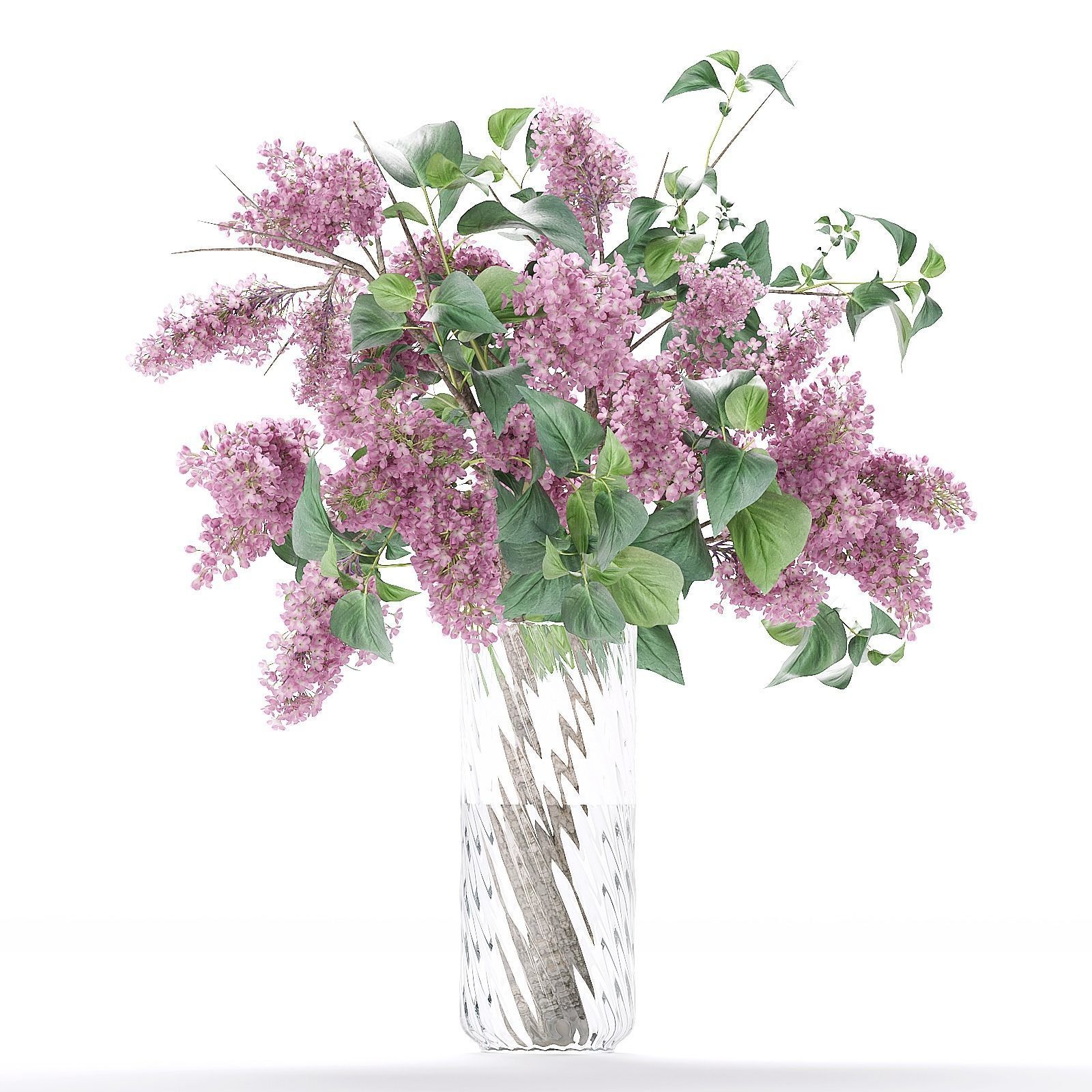 Flower collection lilac flowers in vase 3D model_7