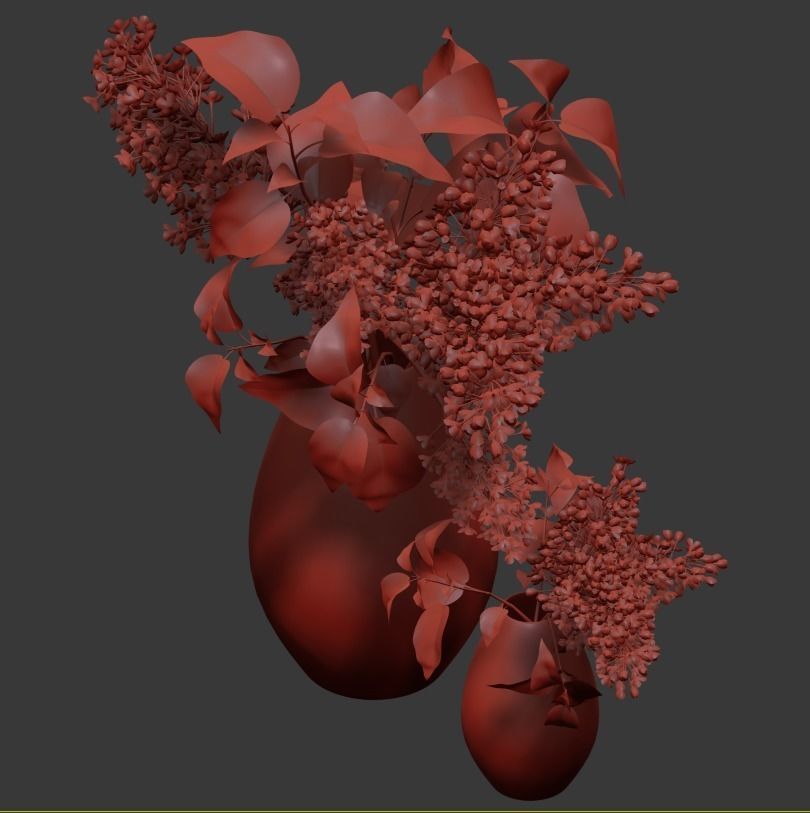 Flower collection lilac flowers in vase 3D model_18