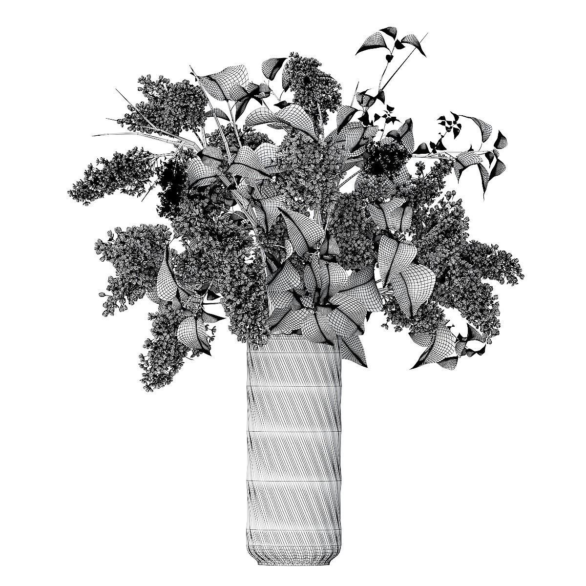 Flower collection lilac flowers in vase 3D model_19