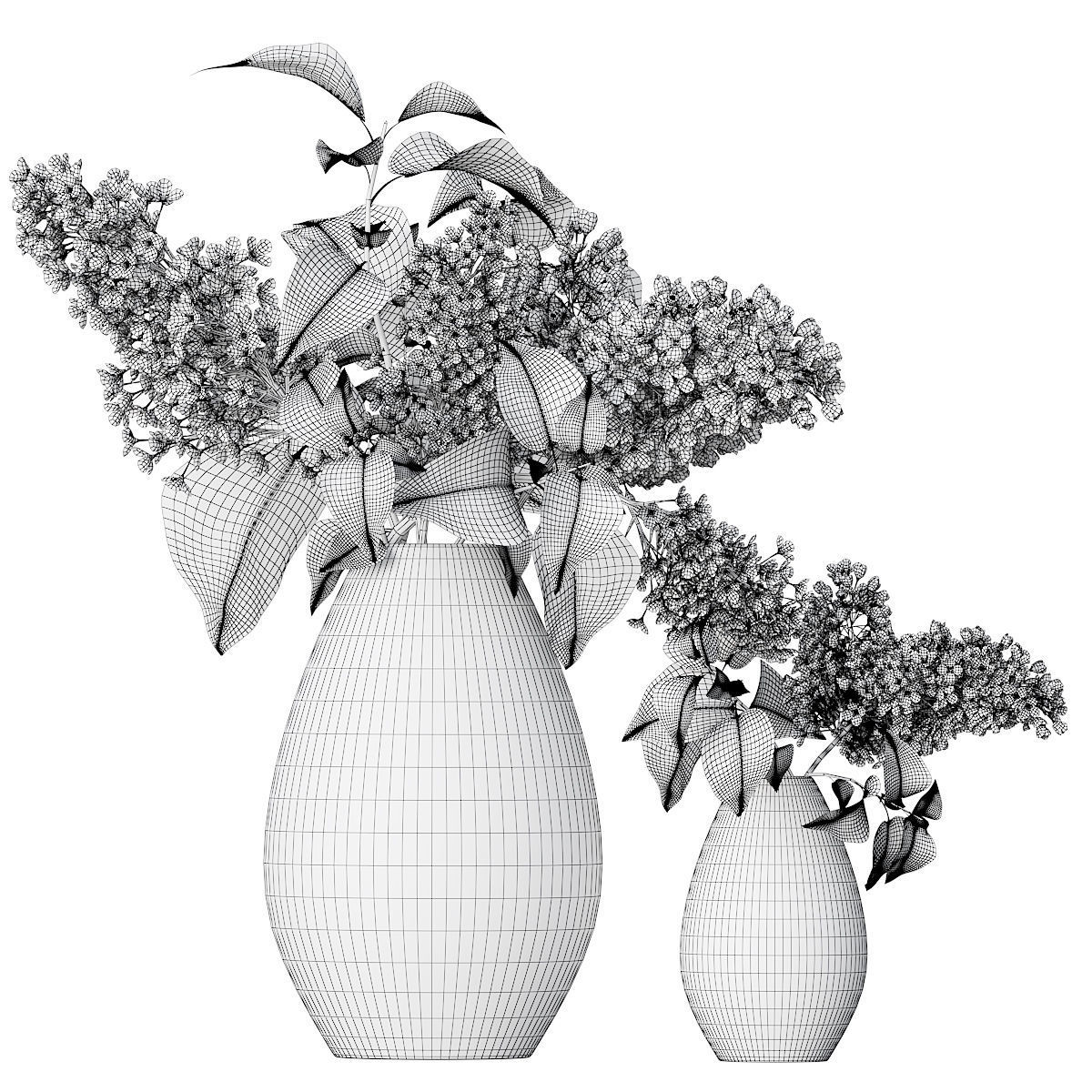 Flower collection lilac flowers in vase 3D model_21