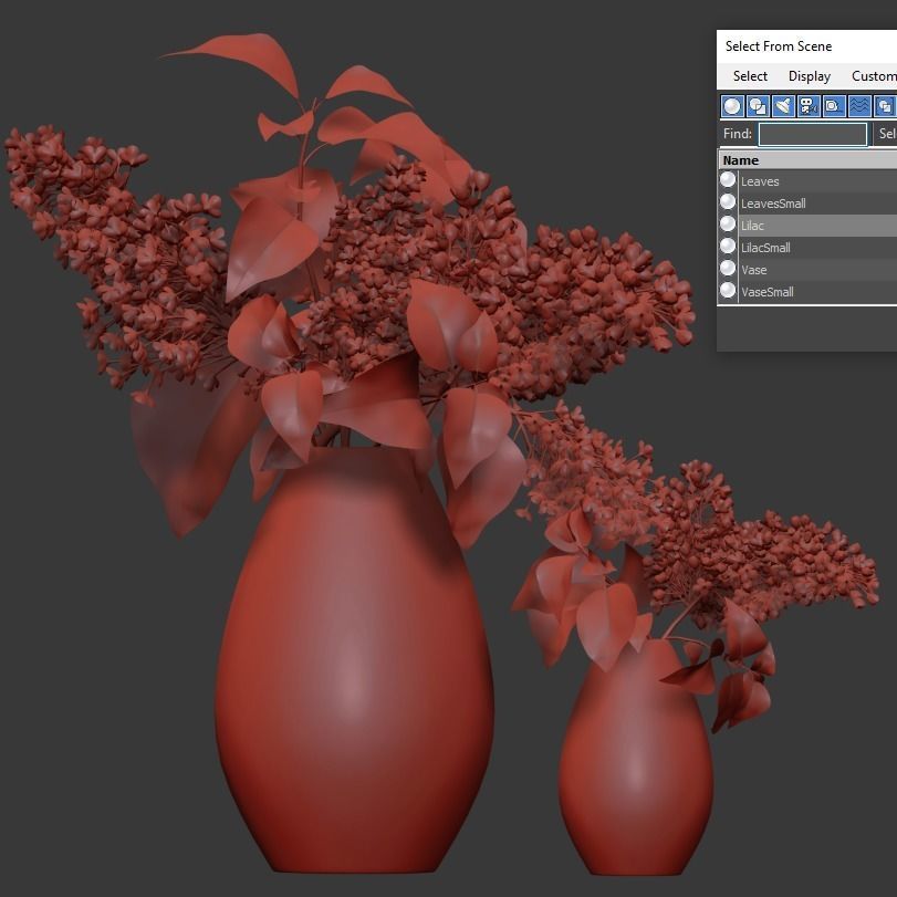 Flower collection lilac flowers in vase 3D model_17