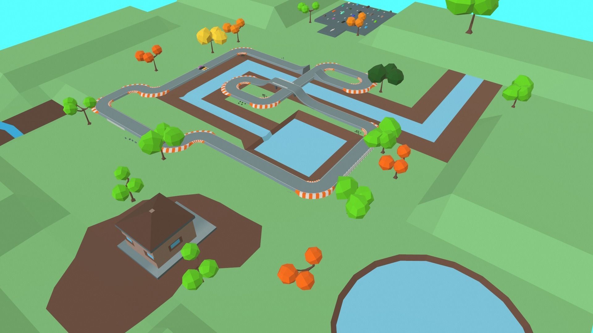 Race Track Cartoon Low-poly 3D model_4