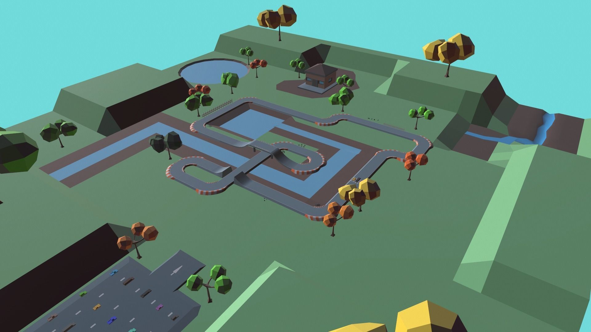 Race Track Cartoon Low-poly 3D model_3