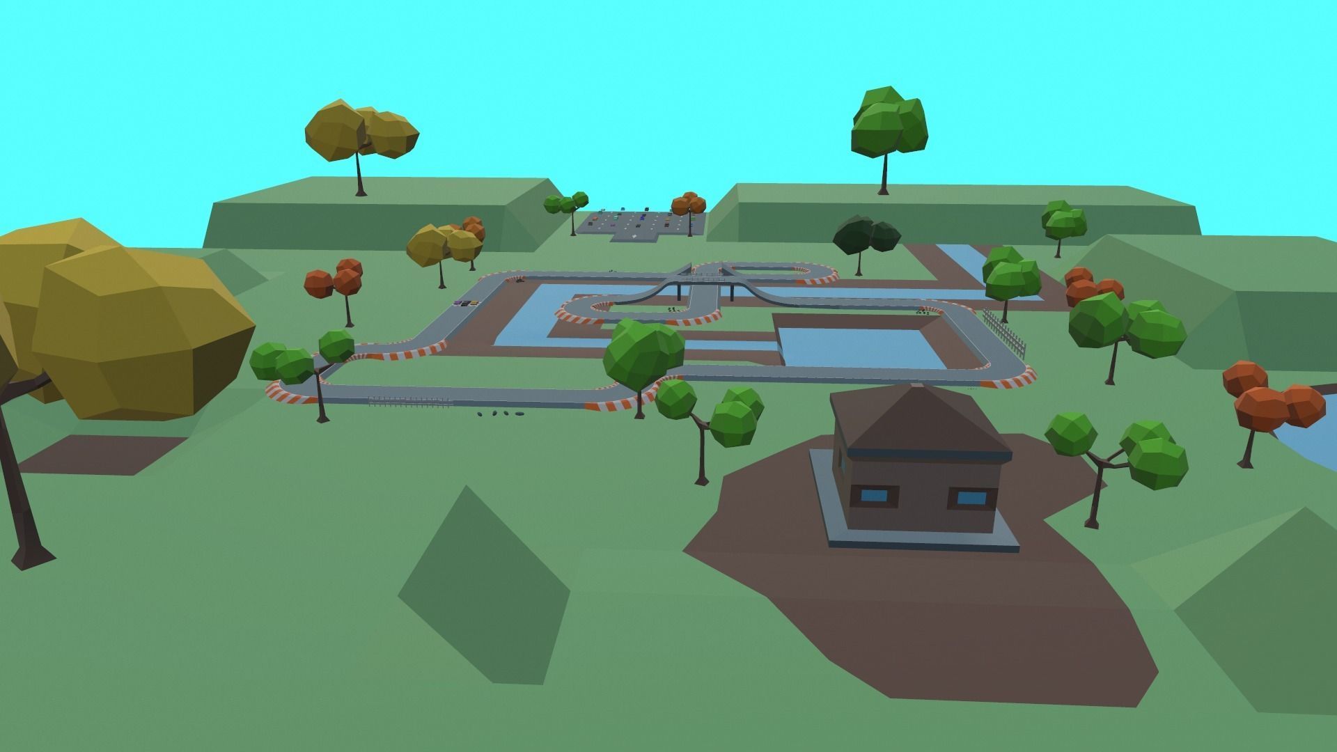 Race Track Cartoon Low-poly 3D model_11