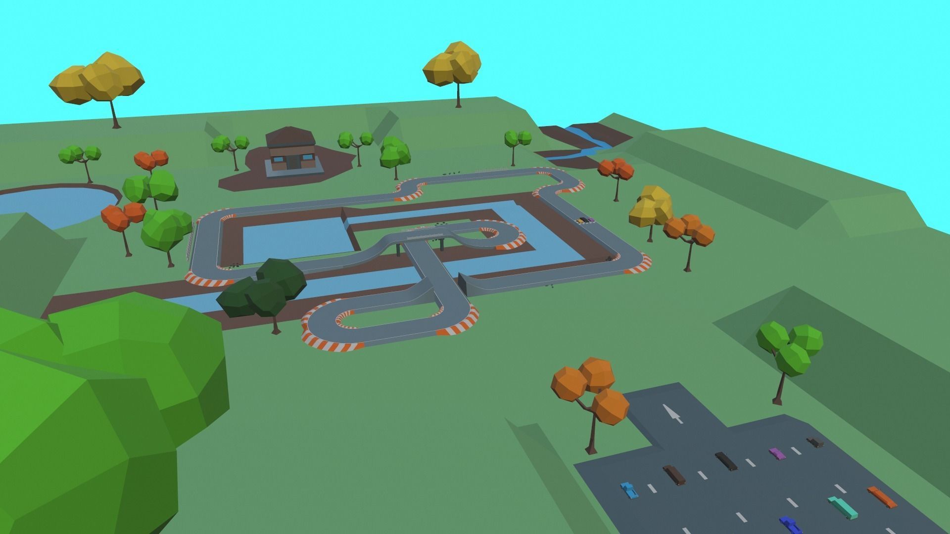Race Track Cartoon Low-poly 3D model_14