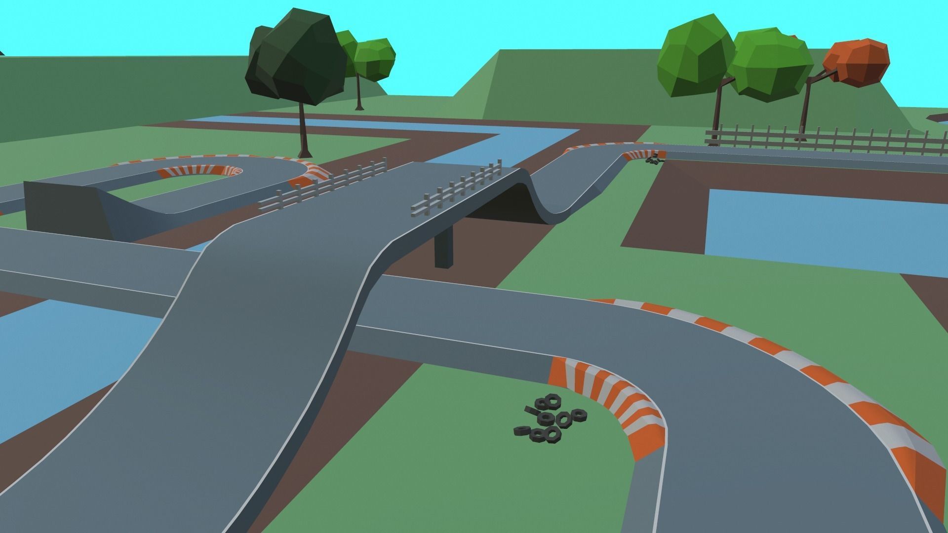 Race Track Cartoon Low-poly 3D model_12