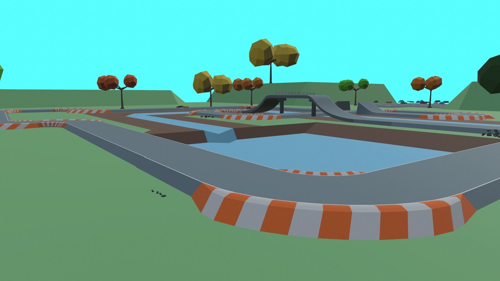 Race Track Cartoon Low-poly 3D model_10