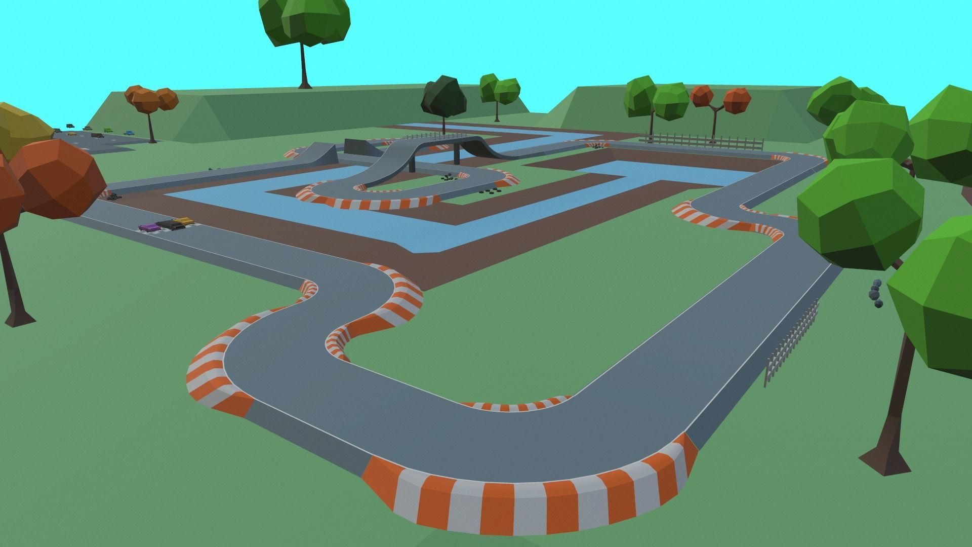 Race Track Cartoon Low-poly 3D model_2