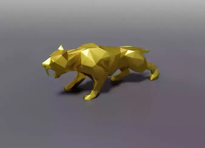 Low Poly Saber Tooth Tiger 3D print model