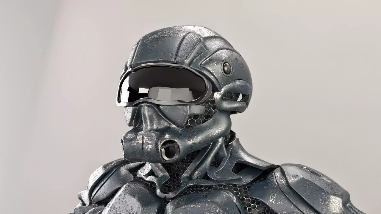 sci fi soldier 3D model_0