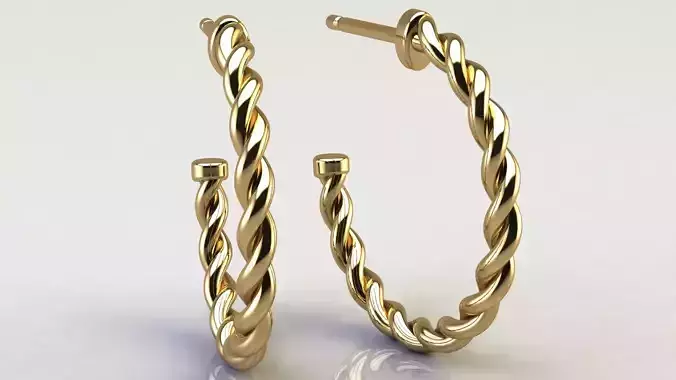 Cable Hoop Earrings 20 mm 3D print model