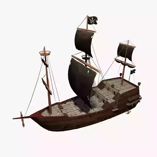 Giant Pirate Ship with interior and props