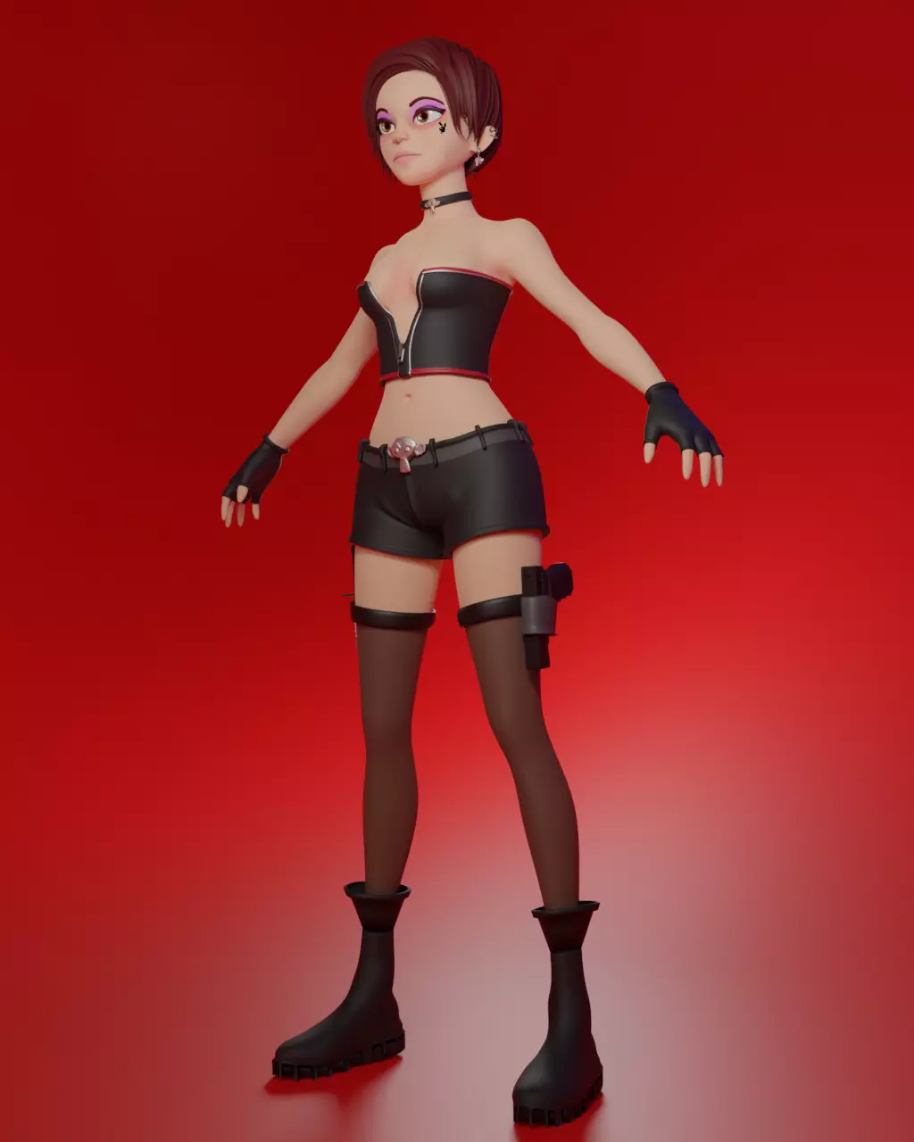 ProjectAlice anime girl shorts and boots 3D model