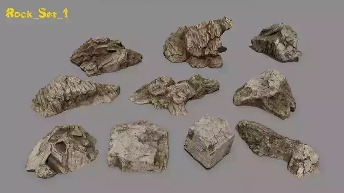 desert rock set 1 Low-poly 3D model