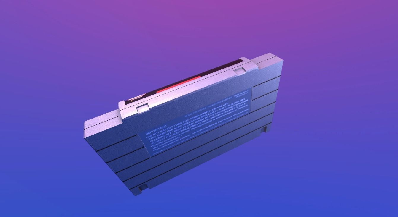 SNES CARTRIDGE VERY WELL DONE AND VERY LIGHT Low-poly 3D model_5